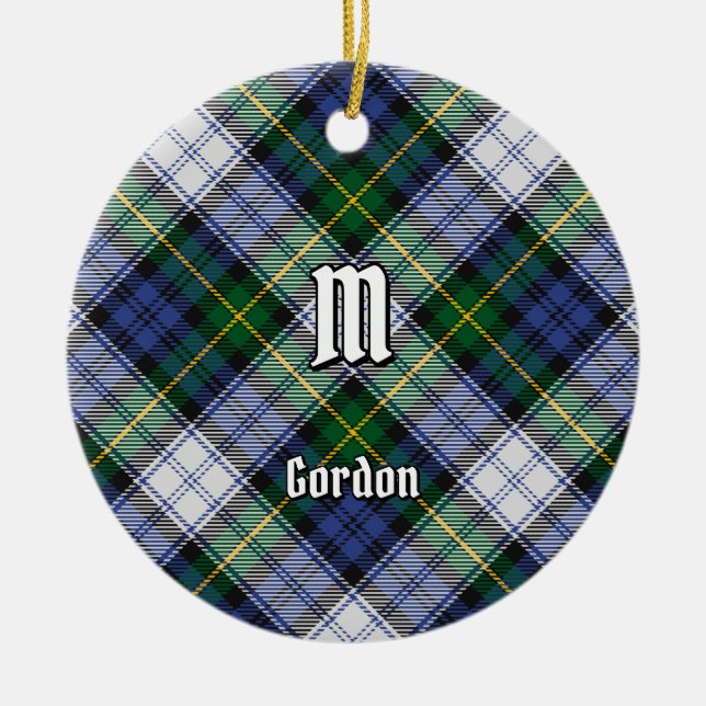 Clan Gordon Vestido Tartán Ornamento Cerámico (Frente)