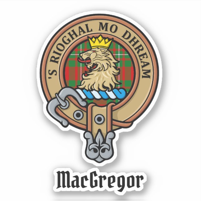 Clan Gregor Escudo sobre el Pegatina Tartán (Anverso)