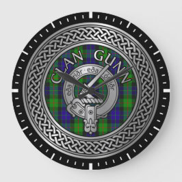 Clan Gunn Escudo y Tartan Knot reloj grande