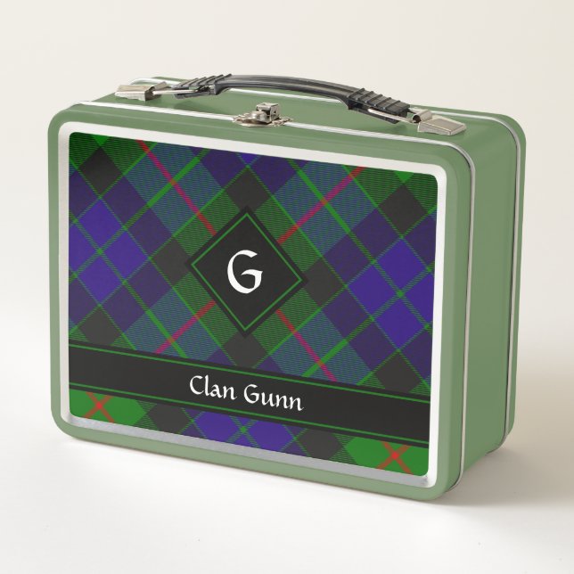 Clan Gunn Tartan Metalizado Lunch Box (Anverso)
