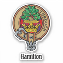 Clan Hamilton Escudo sobre el Pegatina Red Tartan