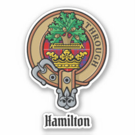 Clan Hamilton Escudo sobre el Pegatina Red Tartan