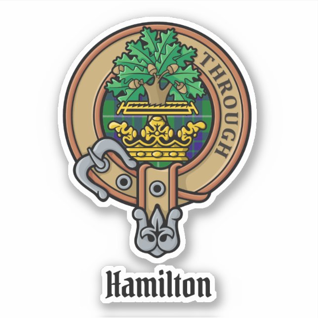 Clan Hamilton Escudo sobre la caza del Pegatina de (Anverso)