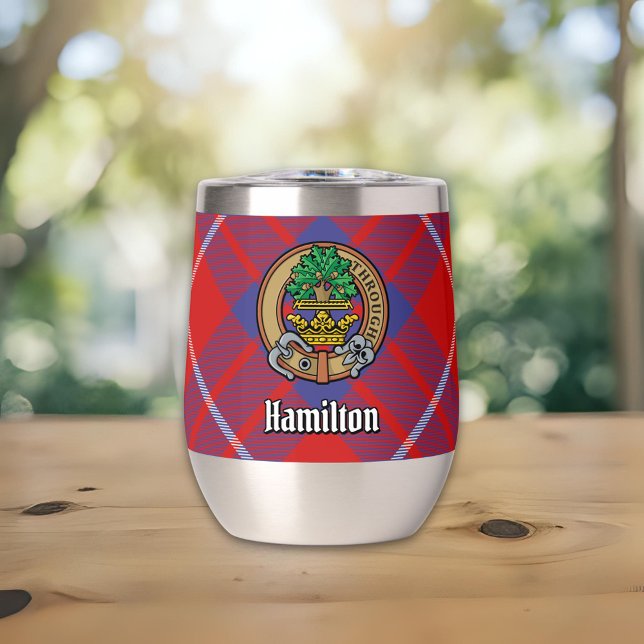 Clan Hamilton Escudo sobre Red Tartán (Subido por el creador)