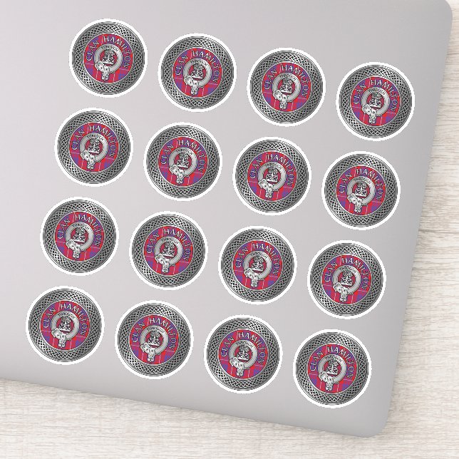 Clan Hamilton Escudo & Tartan Knot Pegatina (Detalle)