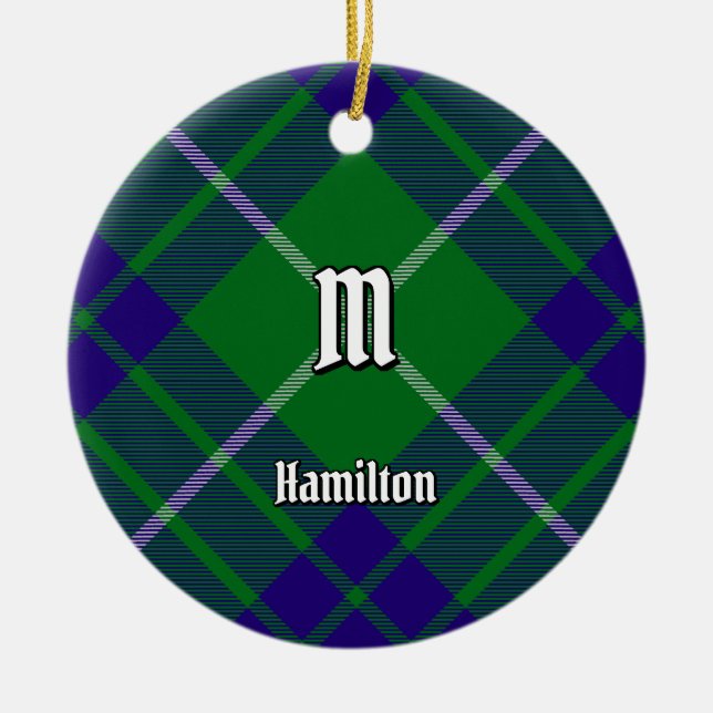 Clan Hamilton Hunting Tartán Ornamento cerámico (Frente)