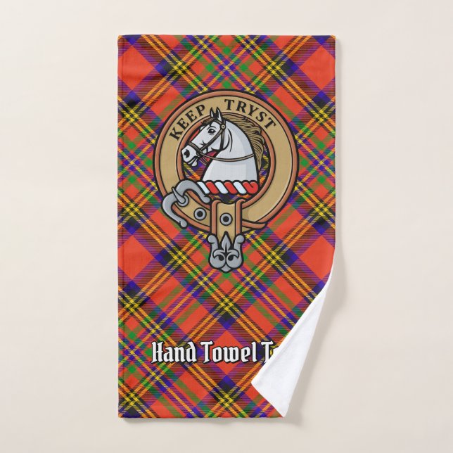 Clan Hepburn Escudo sobre Tartán (Toalla de mano)