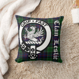 Clan Leslie Tartán y Cojín decorativo Escudo