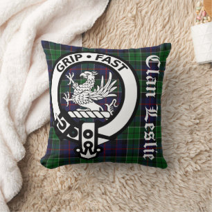 Clan Leslie Tartán y Cojín decorativo Escudo