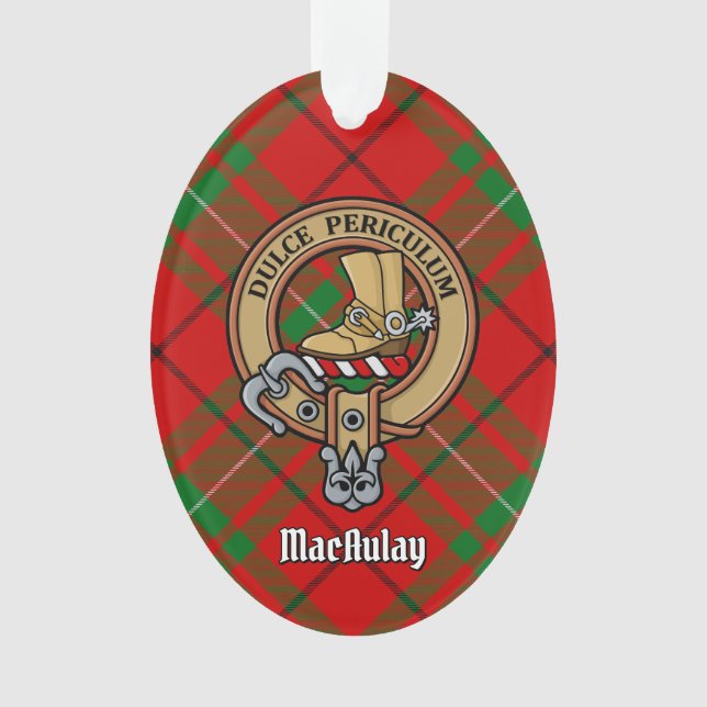 Clan MacAulay Escudo sobre el Ornamento Tartán (Anverso)