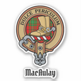 Clan MacAulay Escudo sobre el Pegatina de Tartán