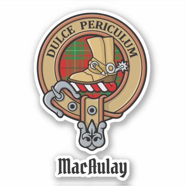 Clan MacAulay Escudo sobre el Pegatina de Tartán (Anverso)