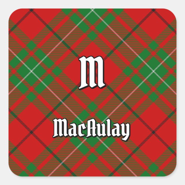 Clan MacAulay Tartan Square Pegatina (Anverso)