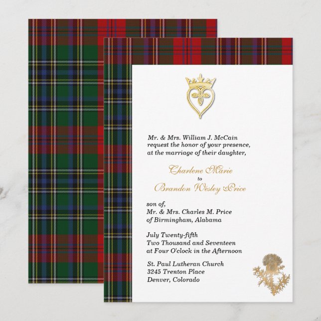 Clan MacClain Thistle 2 Invitación a la boda de Ta (Anverso / Reverso)