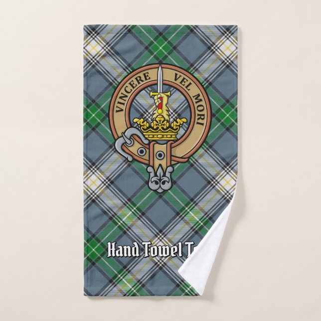 Clan MacDowall Escudo sobre Tartán (Toalla de mano)