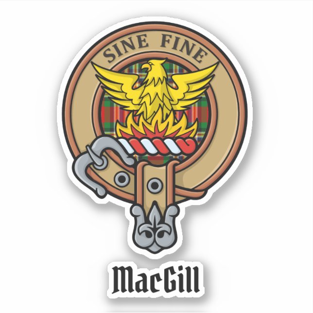 Clan MacGill Escudo sobre el Pegatina de Tartán (Anverso)