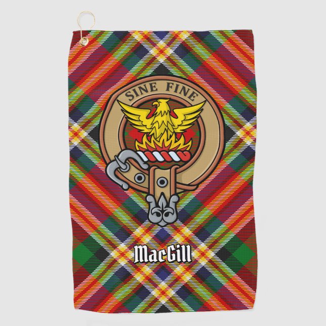 Clan MacGill Escudo sobre la toalla de golf Tartan (Anverso)