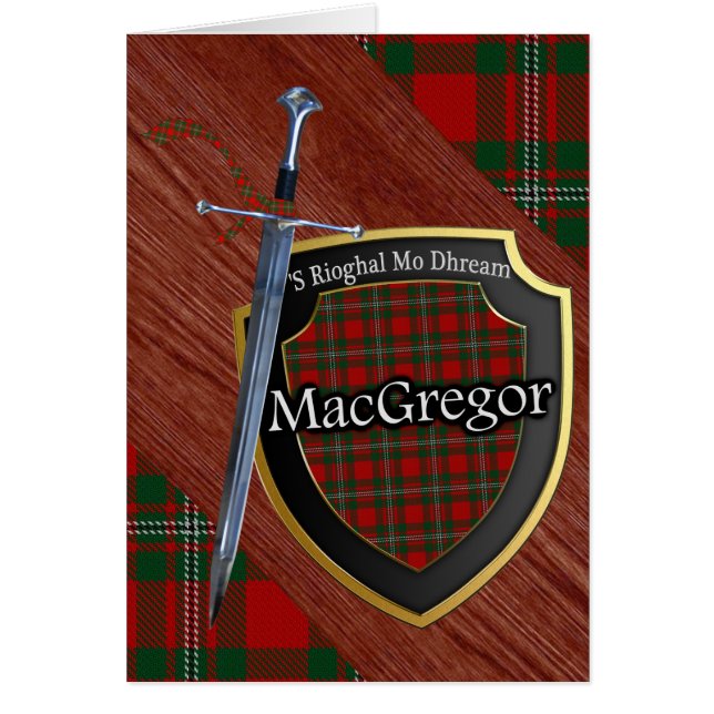 Clan MacGregor Tartan Scottish Shield & Sword (Frente)