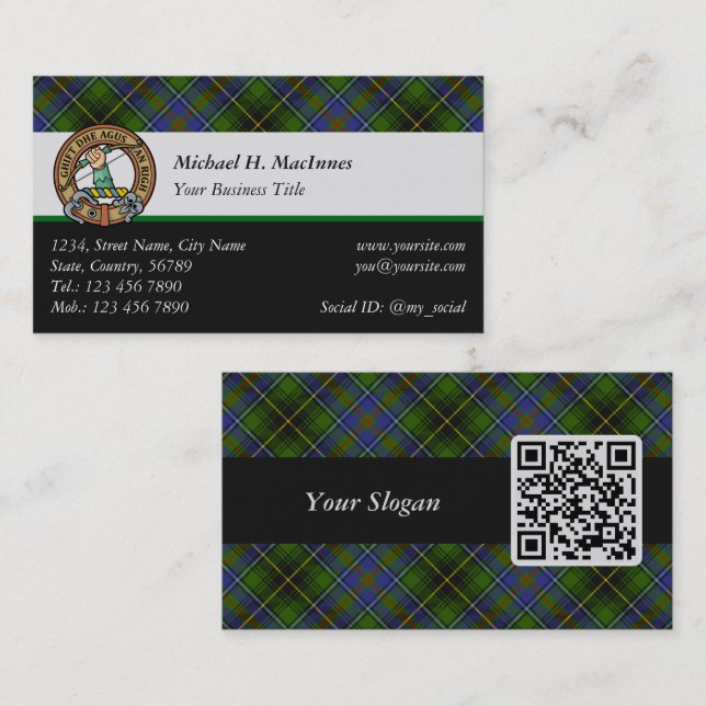 Clan MacInnes Escudo sobre la tarjeta de visita Ta (Anverso / Reverso)
