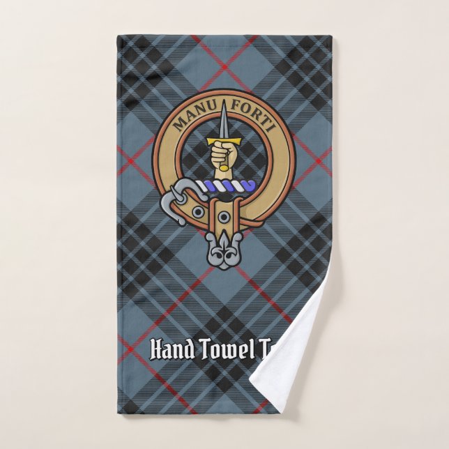 Clan MacKay Escudo sobre Blue Tartán (Toalla de mano)
