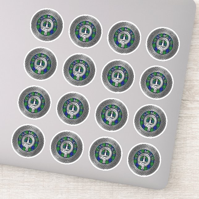 Clan MacKay Escudo y Tartan Knot Pegatina (Detalle)