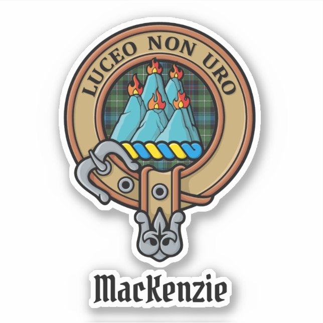Clan MacKenzie Escudo sobre el Pegatina de Tartán (Anverso)