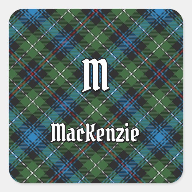 Clan MacKenzie Tartan Square Pegatina (Anverso)