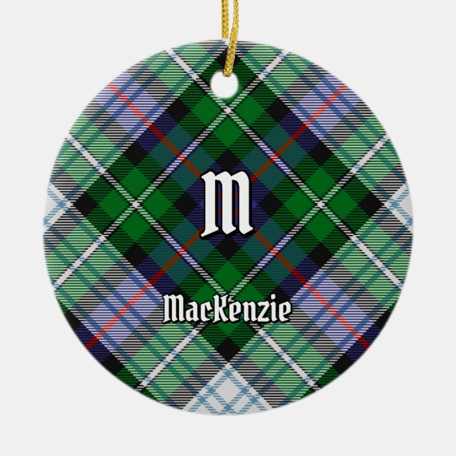 Clan MacKenzie Vestió El Ornamento Cerámico Tartán (Frente)