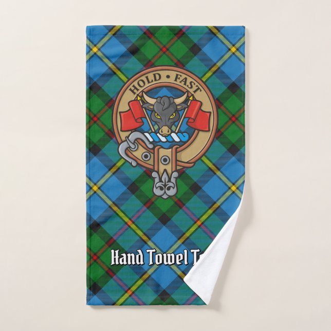 Clan MacLeod de Harris Crest sobre Tartán de Caza (Toalla de mano)