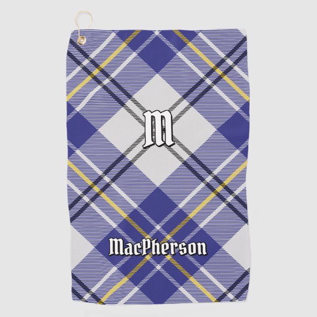 Clan MacPherson Blue Dress Tartan Golf Toalla (Anverso)