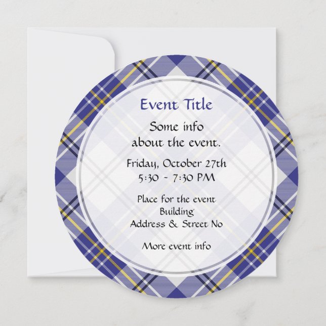 Clan MacPherson Blue Dress Tartán Invitación (Reverso)