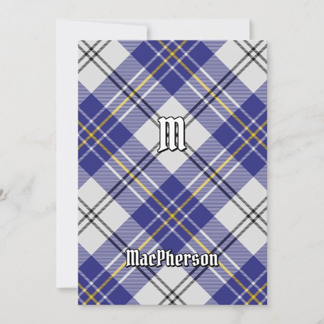 Clan MacPherson Blue Dress Tartán Invitación (Anverso)