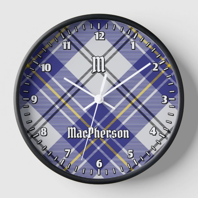 Clan MacPherson Blue Dress Tartán reloj grande (Anverso)