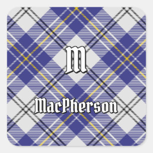 Clan MacPherson Blue Dress Tartan Square Pegatina