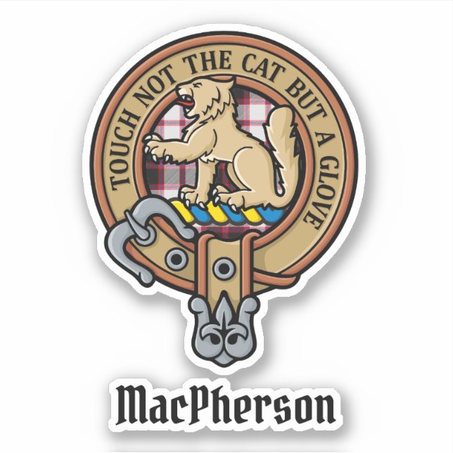 Clan MacPherson Escudo sobre la caza del Pegatina  (Anverso)