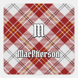 Clan MacPherson Red Dress Tartan Square Pegatina