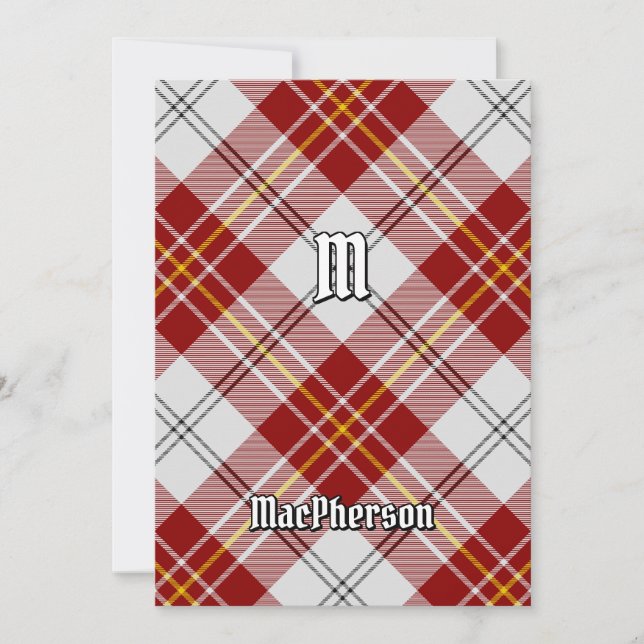 Clan MacPherson Rojo Vestido Tartán Invitación (Anverso)