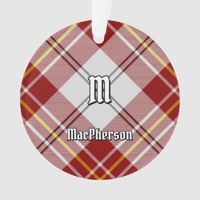 Clan MacPherson Rojo Vestido Tartán Ornamento (Anverso)