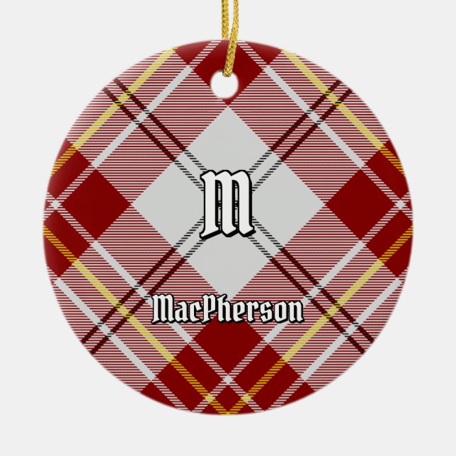 Clan MacPherson Rojo Vestido Tartán Ornamento cerá (Frente)
