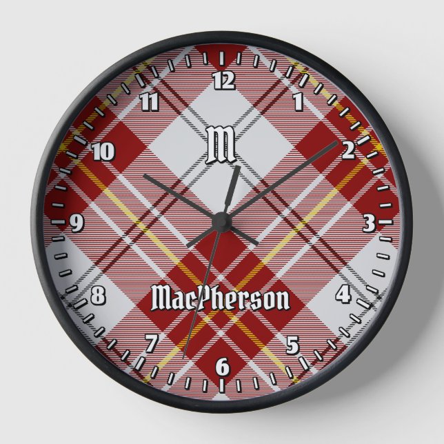 Clan MacPherson Vestido Rojo Tartán Gran Reloj (Anverso)