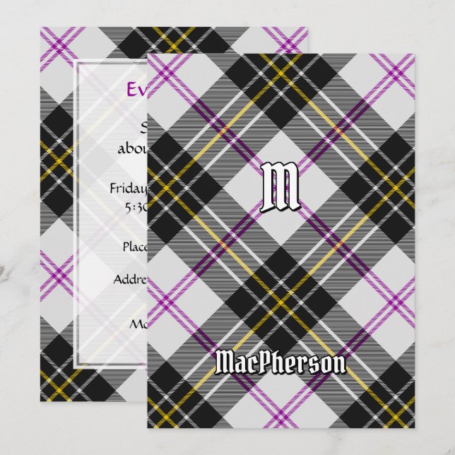 Clan MacPherson Vestir Invitación Tartán (Anverso / Reverso)