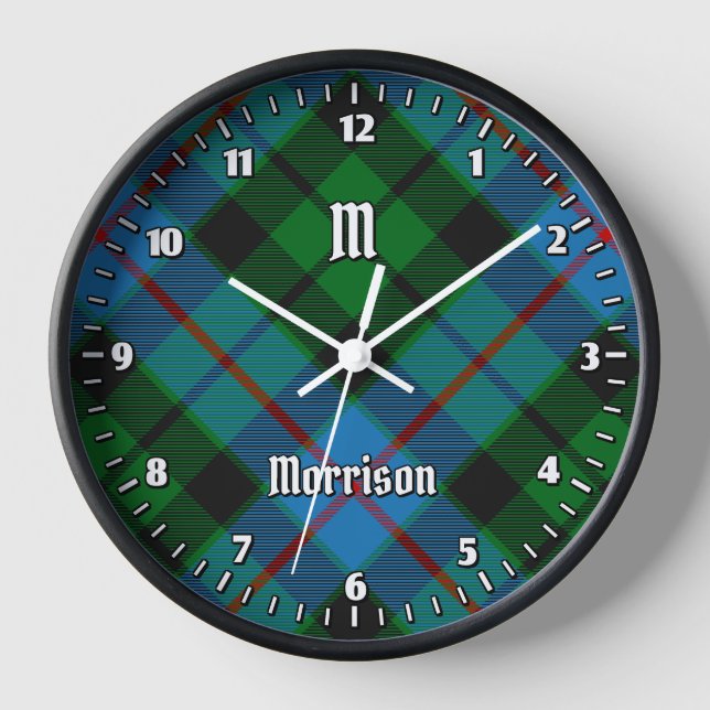 Clan Morrison Caza Tartán Gran Reloj (Anverso)