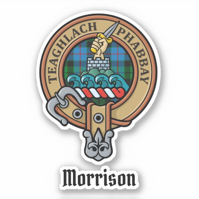 Clan Morrison Escudo sobre la caza del Pegatina de (Anverso)