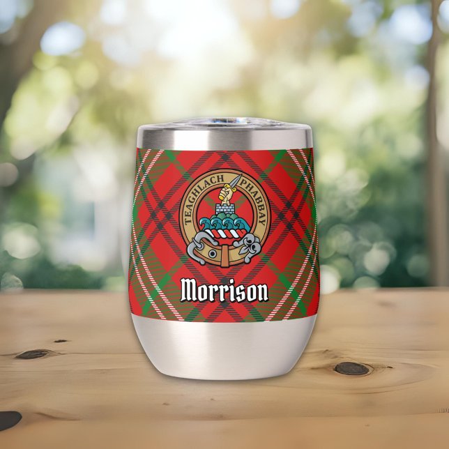 Clan Morrison Escudo sobre Tartán Rojo (Subido por el creador)