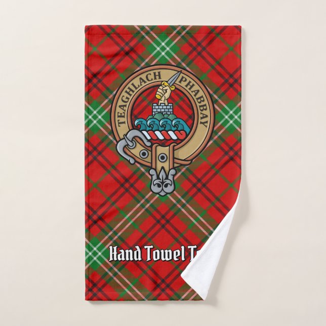 Clan Morrison Escudo sobre Tartán Rojo (Toalla de mano)