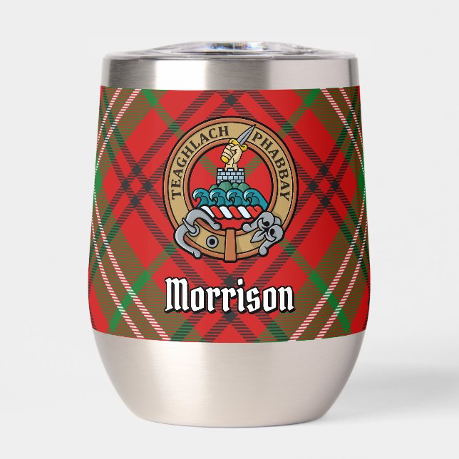 Clan Morrison Escudo sobre Tartán Rojo (Frente)