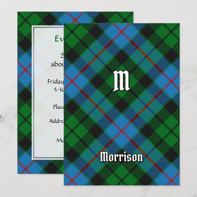 Clan Morrison Hunting Tartán Invitación (Anverso / Reverso)