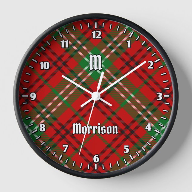 Clan Morrison Red Tartán Gran Reloj (Anverso)