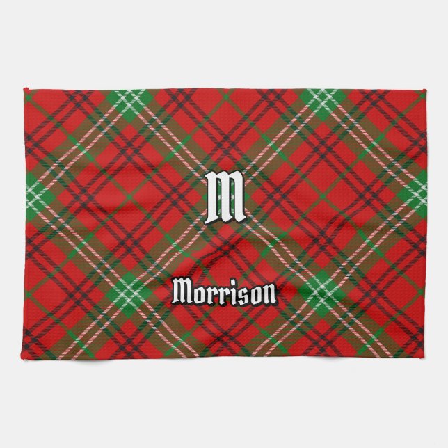 Clan Morrison Red Tartan Kitchel Toalla (Horizontal)