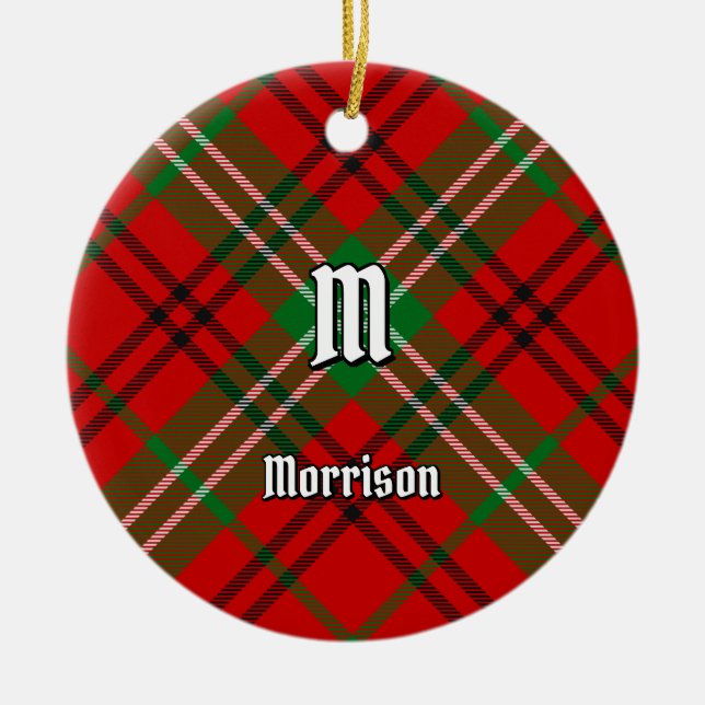 Clan Morrison Red Tartán Ornamento cerámico (Frente)